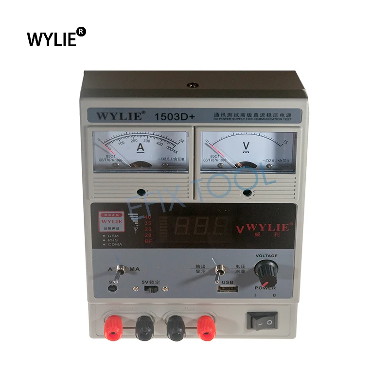 

WYLIE 1503D+ 220V 15V 3A Digital LED Display DC Power Supply Mobile Phone Repair Test Regulated Power Supply