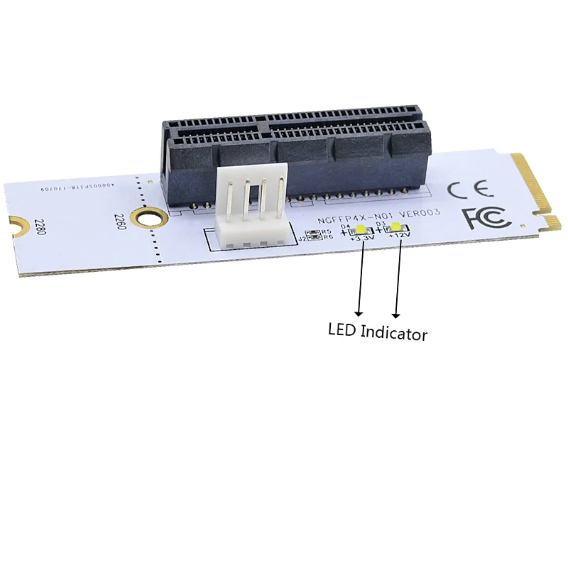 2 шт. NGFF M.2 на PCI-E 4X переходная карта M2 ключ м к PCI Express X4 адаптер с светодиодный Напряжение индикатор m.2 Riser для майнера биткоинов добычи полезных ископаемых