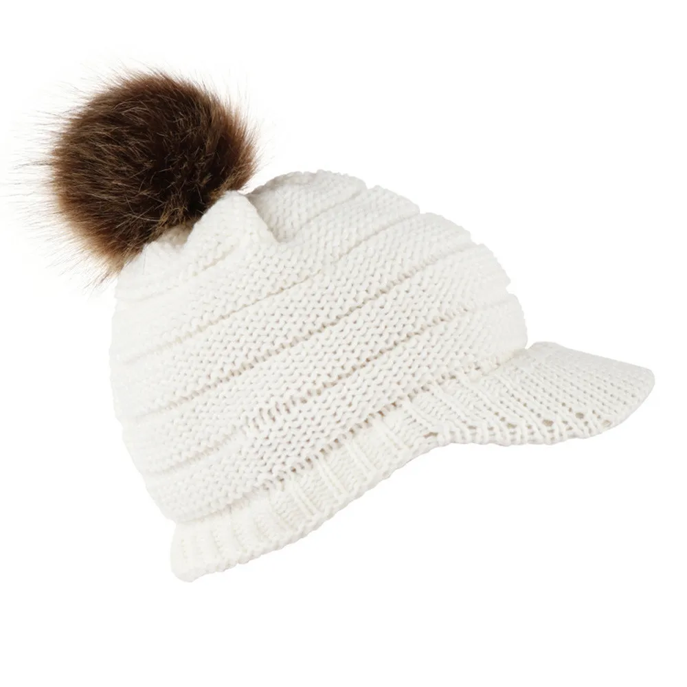 Женская мода мягкий стрейч хвост вязаный кепки грязный булочка шапки зимний теплый вязанный Hairball осень зима новые громоздкие