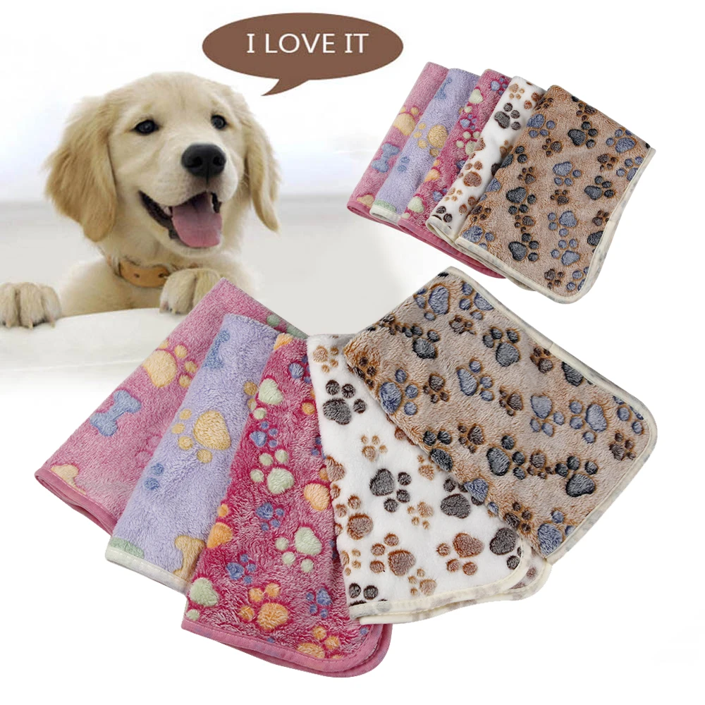 

1PC New Hot High Quality Warm Cute Pet Mat Comfy Paw Print Cat Dog Puppy Fleece Blanket Non slip Bed Cushion Sheet