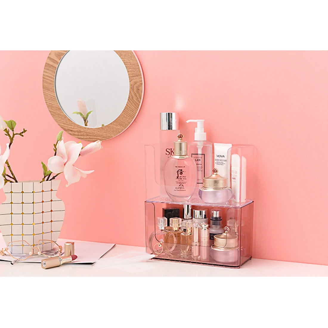 HIPSTEEN Plastic Bathroom Storage Box Acrylic Wall Organizer Box