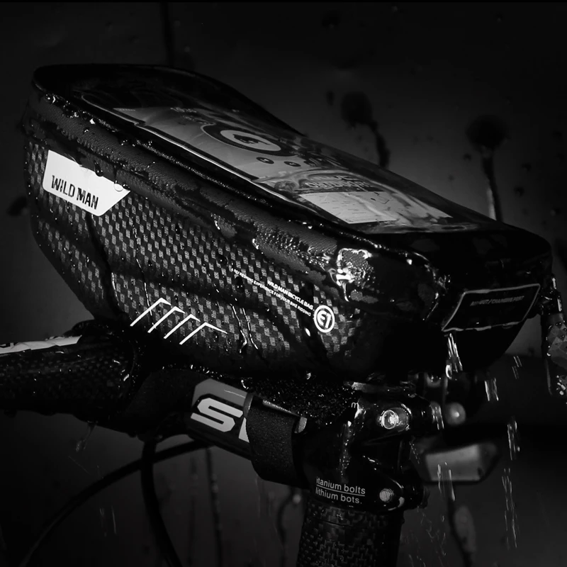Perfect WILD MAN MTB Road Bike Top Tube Front Frame Bag Waterproof Anti Pressure Touch Screen Cellphone Handlebar Bag Saddle Tool Bag 2