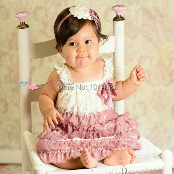 Buy Baby Girl Dress Ivory Dusty Rose Lace Petti
