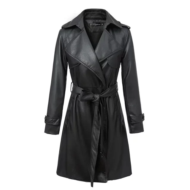 women basic coats Slim PU Soft Leather Zipper Jacket Black