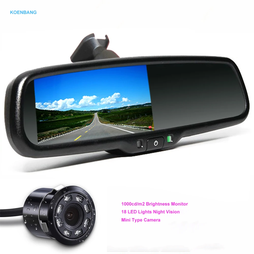 

KOENBANG 4.3" Car Rearview Mirror Monitor Rear View Camera CCD Video Auto Parking Assistance LED Night Vision Reversing Camera