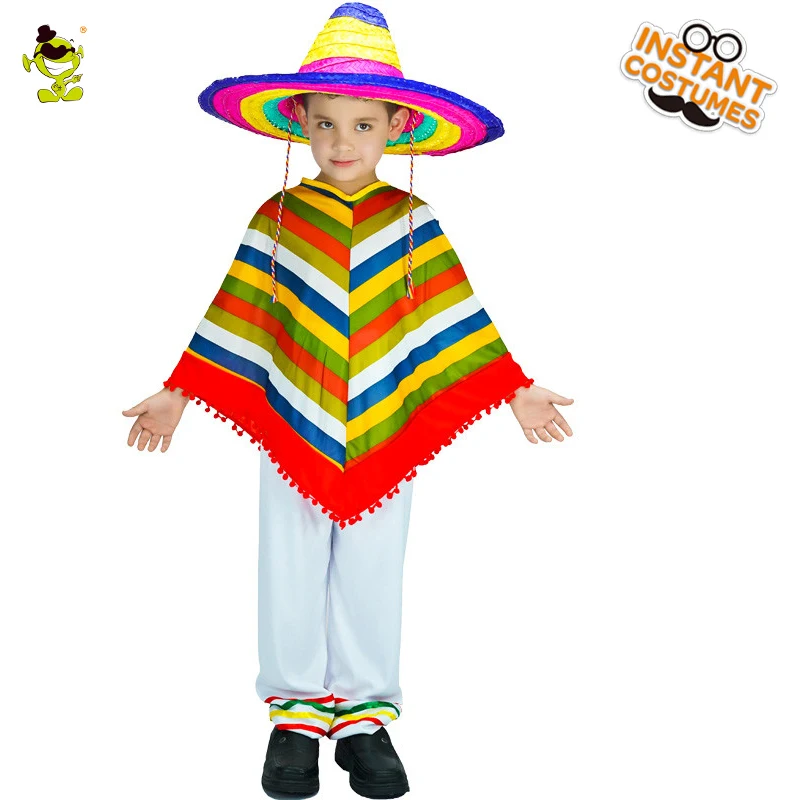 KidsMexicanRainbowCostumeOutfitsFancyDressUpHalloweenCosplay