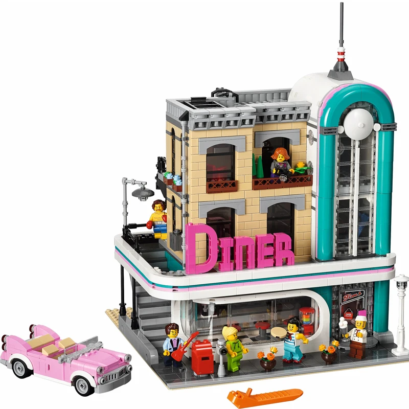 

LEPIN 15037 Streetview Series 2778pcs Downtown Diner Model Building Block Bricks set Toys For children Legoing 10260 Gift