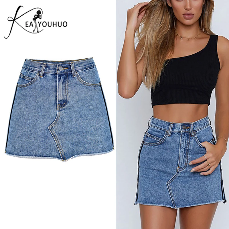 

New 2019 Casual Summer Bodycon Pencil Skirts Denim High Waist Skirt Woman Jeans Short Skirts For Women Pants Trousers Jupe Femme