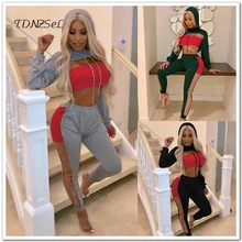 Women Sexy Hoodies Crop Top Trousers 2 Two Piece Set Open Chest Patchwork Sweatshirts Elastic Side See Through Legging Long Pant Women Sexy Hoodies Crop Top Trousers 2 Two Piece Set Open Chest Patchwork Sweatshirts Elastic Side See Through Legging Long Pant