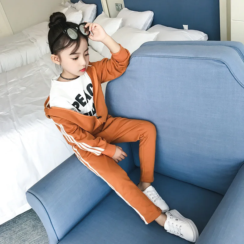 

Girl Autumn Clothing Suit New Pattern Child Motion Leisure Time Suit Autumn Children Western Style Two Pieces Kids Clothing Sets