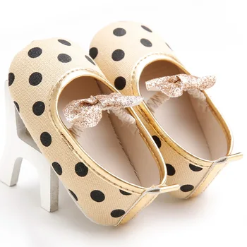 

Polka dot toddler newborn princess elastic band bow soft bottom baby shoes