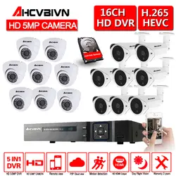 AHCVBIVN 16CH 5MP AHD DVR комплект 16x5,0 Мп Крытый Открытый видеокамера охранной системы 16 канала CCTV системы с Высокое качество Новый