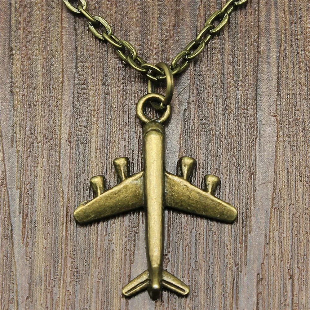 Aircraft Antique Bronze Color 21x27mm Pendant Necklace Jewelry Fashion