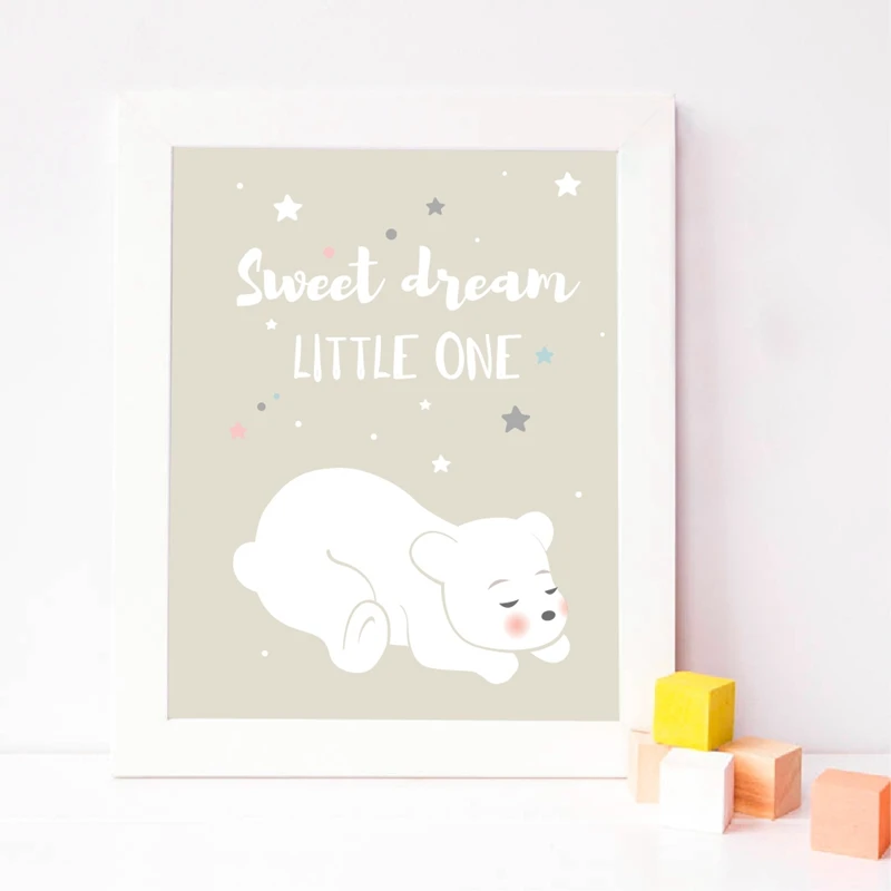 cute animal bear poster print kids room decor