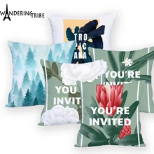 

Botanical Flower Cushion cover Colorful Cushions Custom Polyester Throw Pillows White Letter Pillowcase Home Decor Cushion