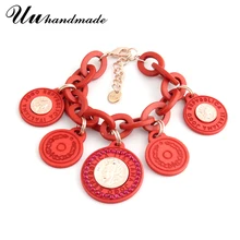 Романтические ограниченные женские круглые часы браслеты подарок на Рождество, новинка стильные красочные акриловые браслеты и подвески в богемном стиле