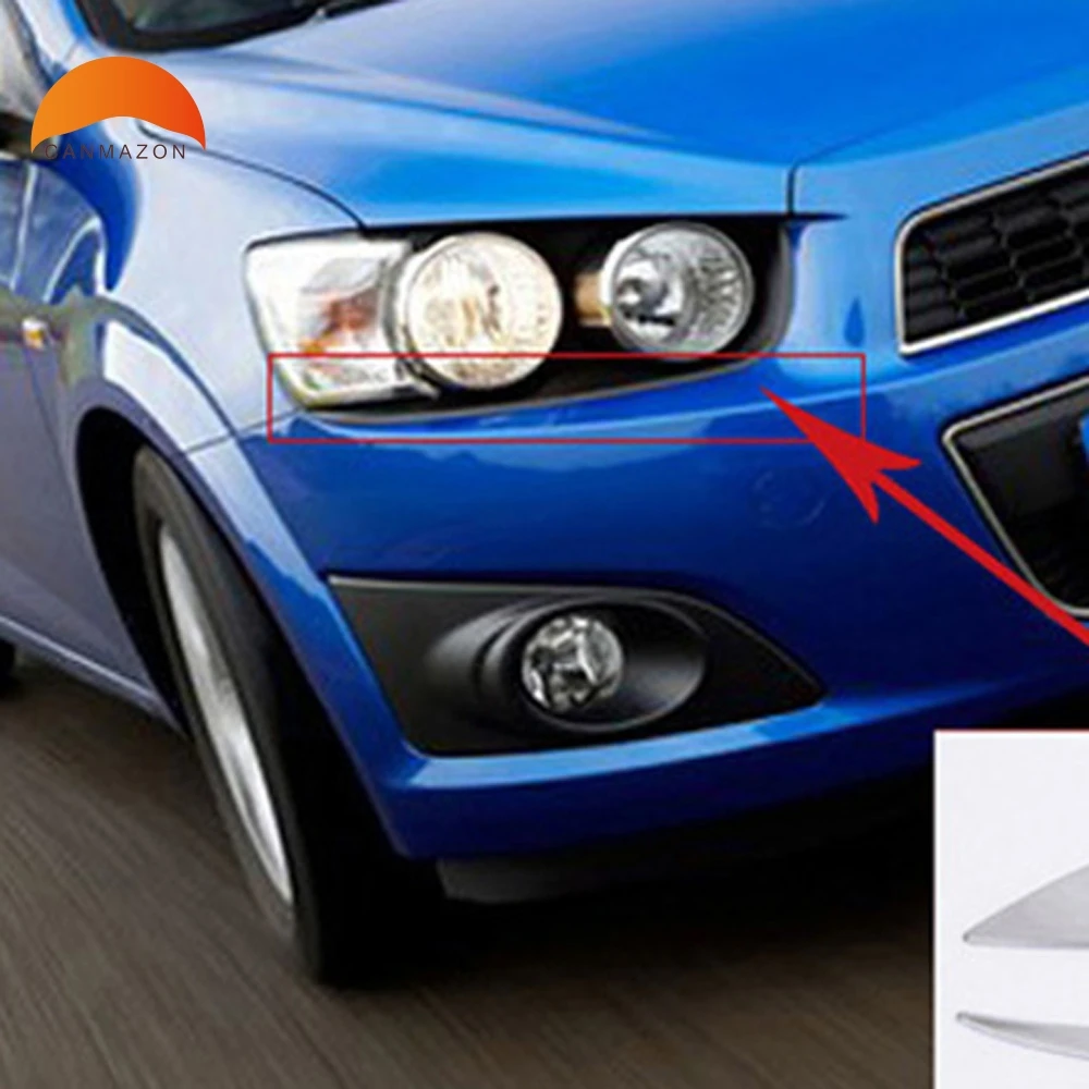 

For Chevrolet Aveo 2011 ABS Chrome front Headlight Lamp Eyelid Head light Protective Cover Trim Car Styling 2PCS