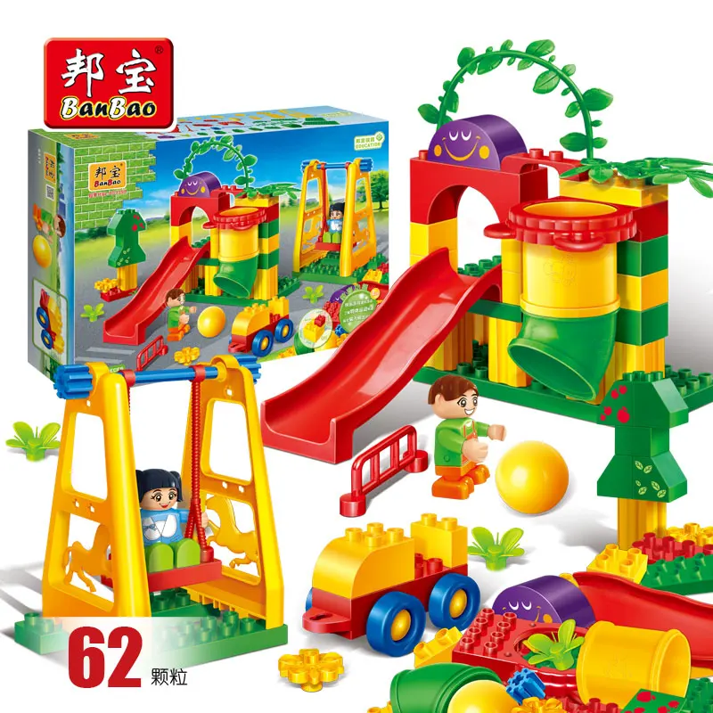 

BanBao 6517 Amusement Park Slide Swing Playground Large Particles Bricks Educational Blocks Model Building Toy For Children Kids