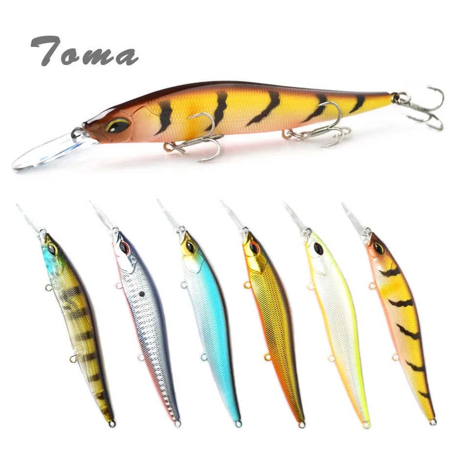 

TOMA Wobbler Fishing Lure Minnow Crankbait 110mm 15g Suspend Floating Hard Plastic Artificial Bass Bait Fishing Tackle