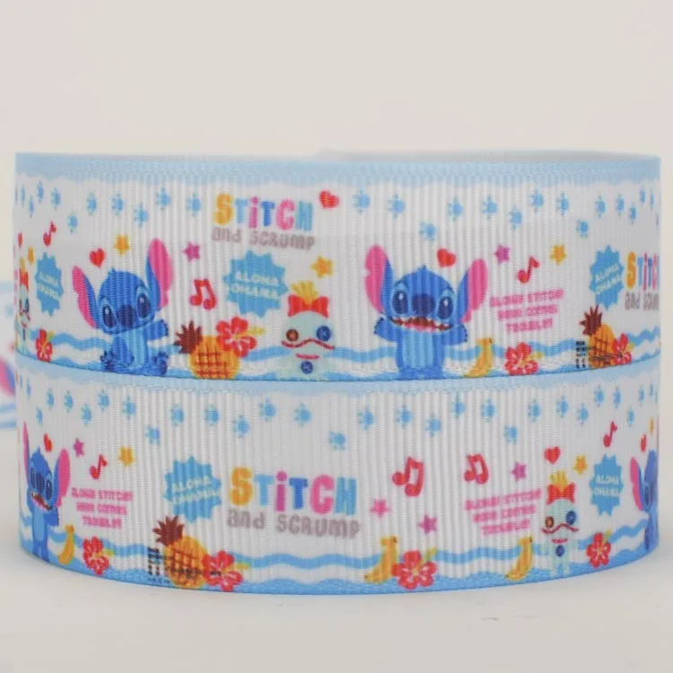 7/8 &quot22 мм милый Лило и Стич шаблон печати мультфильм grosgrain лента бант для волос