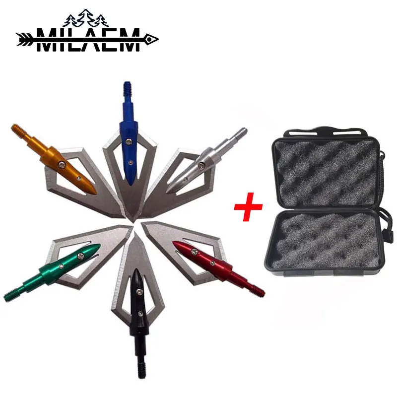 

6pcs 100Gr Archery Blade Arrowhead +1pc Broadheads Box Stainless Steel Target Point Arrowhead Shooting Arrow Accessories