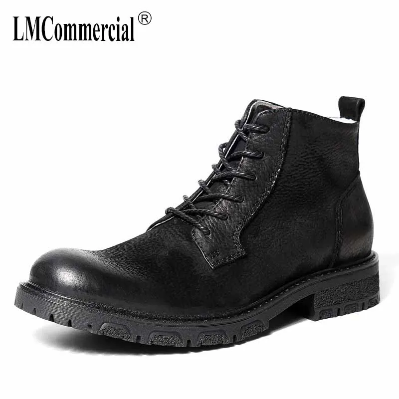 

Autumn winter British retro real leather army boots men's high-top shoes Martin boots all-match cowhide cashmere Chelsea boots