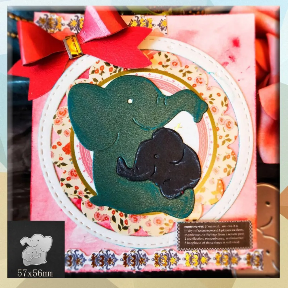 

Elephant Happy Mother's Day Metal Cutting Dies for Scrapbooking DIY Album Embossing Folder Paper Cards Maker Template Stencils