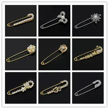 Hijab Pins Rose Gold Safety Pin Brooch Jewelry Fashion Luxury Rhinestone Men Brooches For Suit Scarves Corsage Sweater Collar