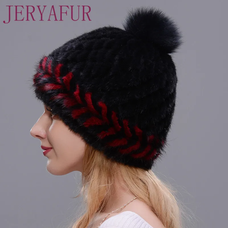 Женская шапка из меха норки JERYAFUR зимняя Лыжная Шапка Кепка с внутренней