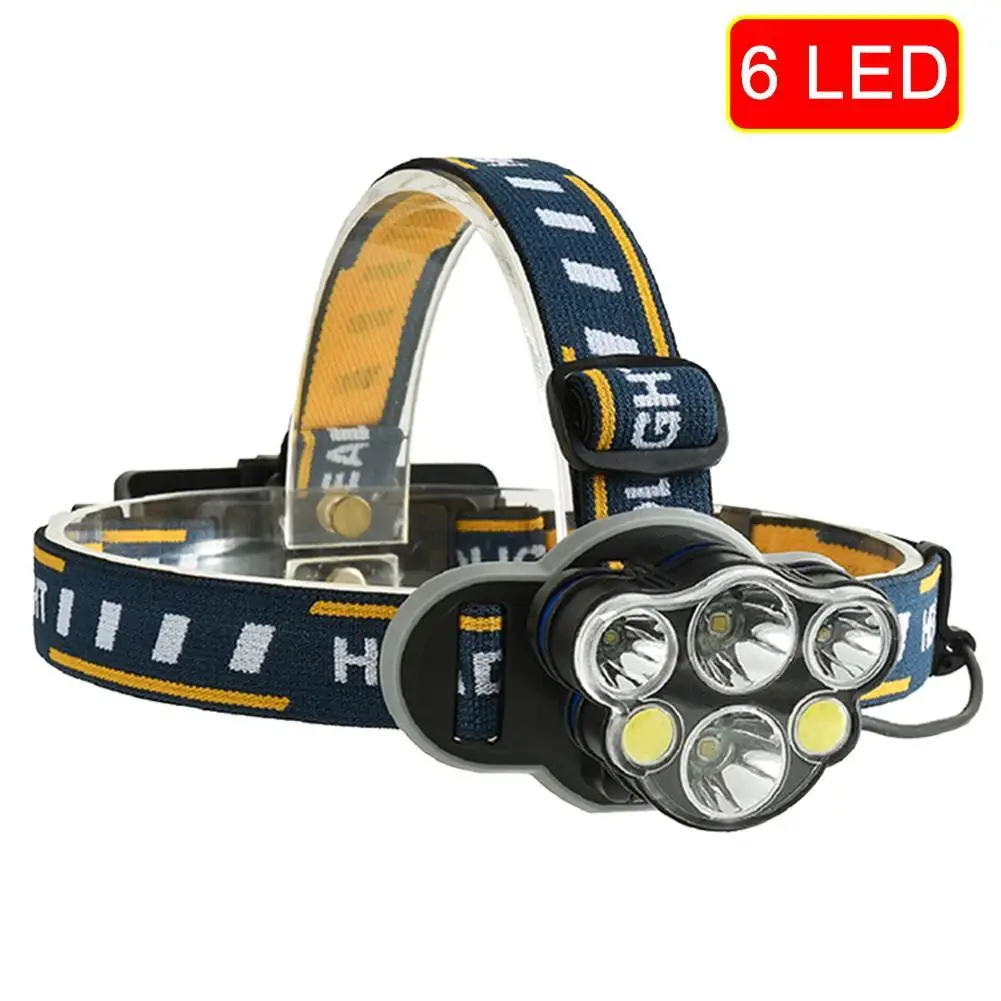 6 LED Ультра яркий T6+ XPE+ COB налобный фонарь 18650 батарея охотничий фонарь - Испускаемый цвет: 6 LED