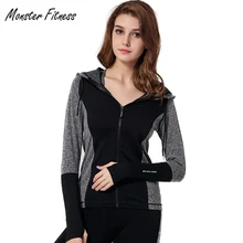 Monster Fitness Women Sport Jacket Quick-dry Long-sleeved Running Gym Sweatshirt Cloth Fitness Zipper Jacket Outerwear chaquetas