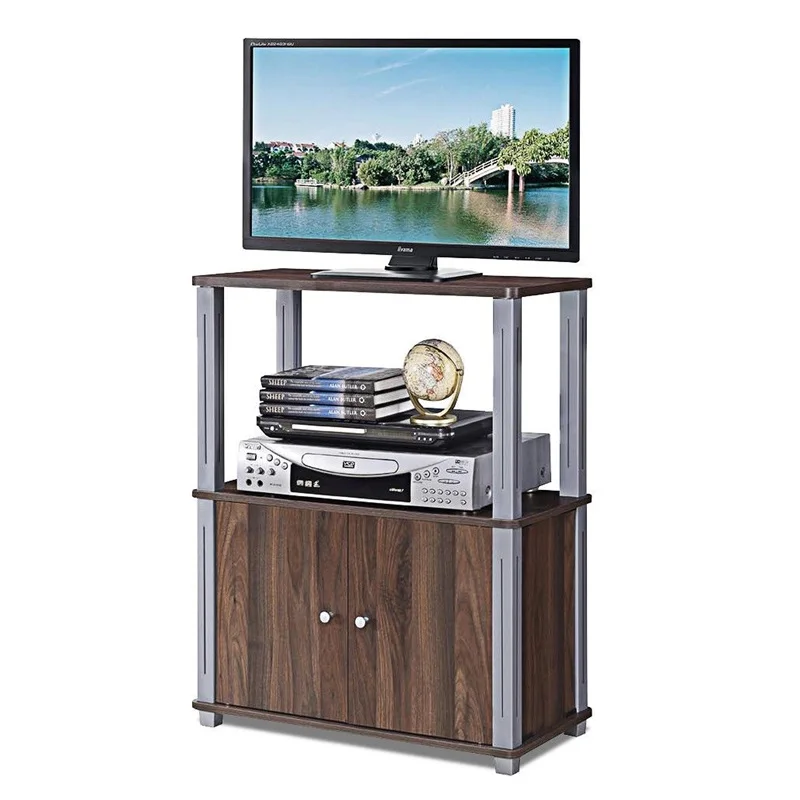 حامل تلفاز مكون وحدة رف شاشة مع خزانة LCD/LED شقة TVs مواد من الألياف متوسطة الكثافة ودائم البلاستيك الساقين