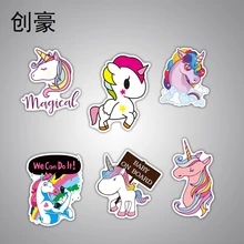 7 Pcs Unicorn Stickers Funny Children Small Stickers Anime Cartoon Decal Toy Home Decor Laptop Luggage