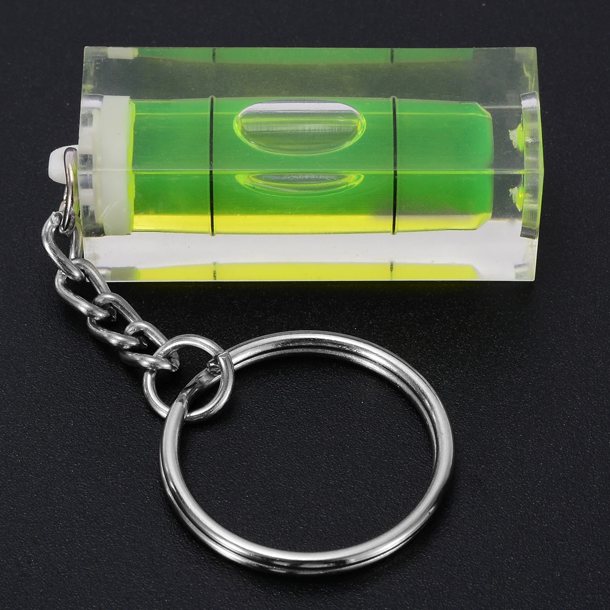1PC Mini Acrylic Spirit Level Key Ring Key Chain Tool Gadget Gift Novel Green 15x15x40mm