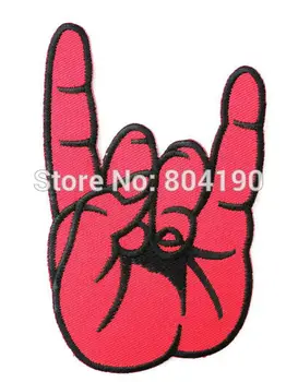 

Metal Satan Devil Horns Hand Sign Salute Music Band Iron On/Sew On Patch Tshirt TRANSFER MOTIF APPLIQUE Rock Punk Badge