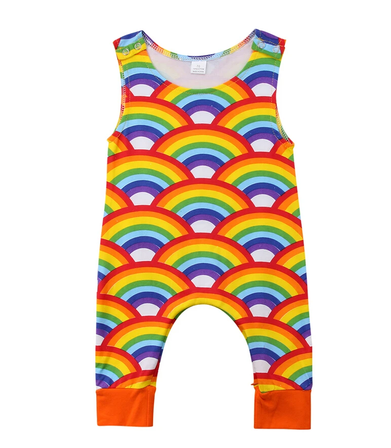 Newborn Toddler Baby Boy Girl Romper Sleeveless Rainbow Casual Rompers