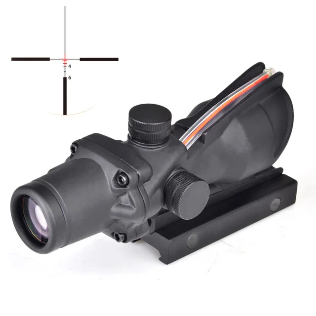 

ACOG 4x32 Tactical Hunting Rifle Scope Optic Gun Sight Airsoft Scope Real Green Red Fiber Riflescope For Shooting Shotgun Rifle