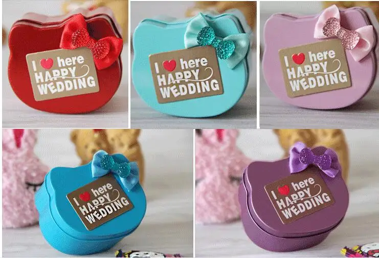 

Bowknot Hello Kitty Wedding Party Small Size Mental Candy Gift Box