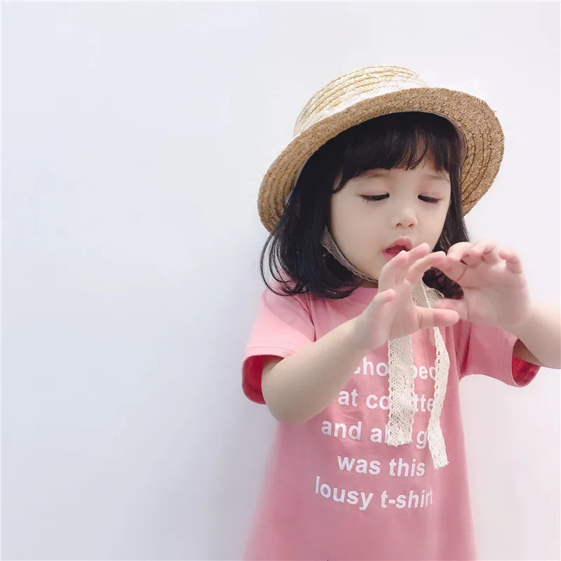

Kids Letter Print T-Shirt Dresses For Girls Short Sleeve Beach Dress Girls Summer Dress Children Cotton Vestido Clothes Outwear