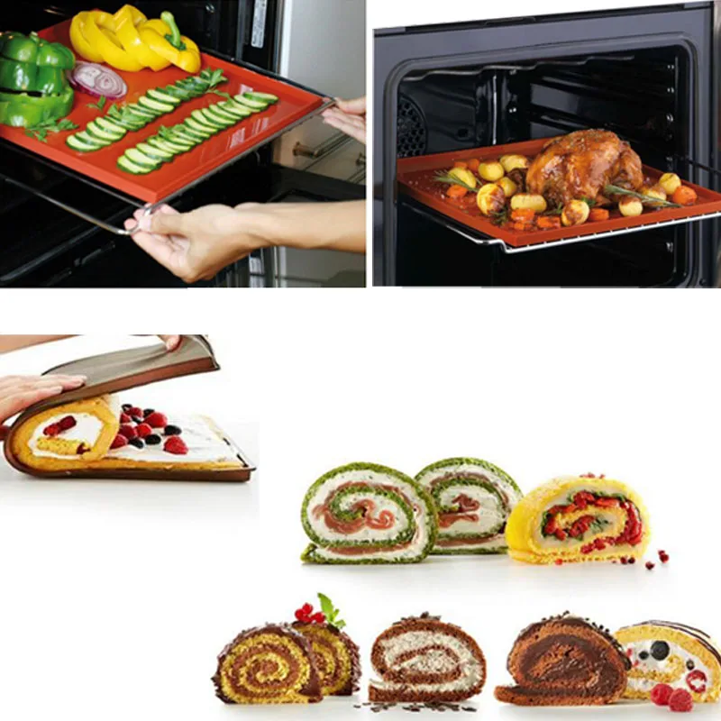 

31*27cm Non-Stick Silicone Multifunction Oven Mat Baking Cake Pad Swiss Roll Pad Bakeware Baking Tools WholeSale