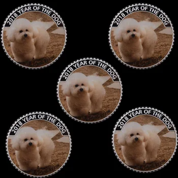 

Exquisite 5 Pieces / Group of Cute Puppies Bichon Frize Silver Plated Coins Coins Collectibles Gift