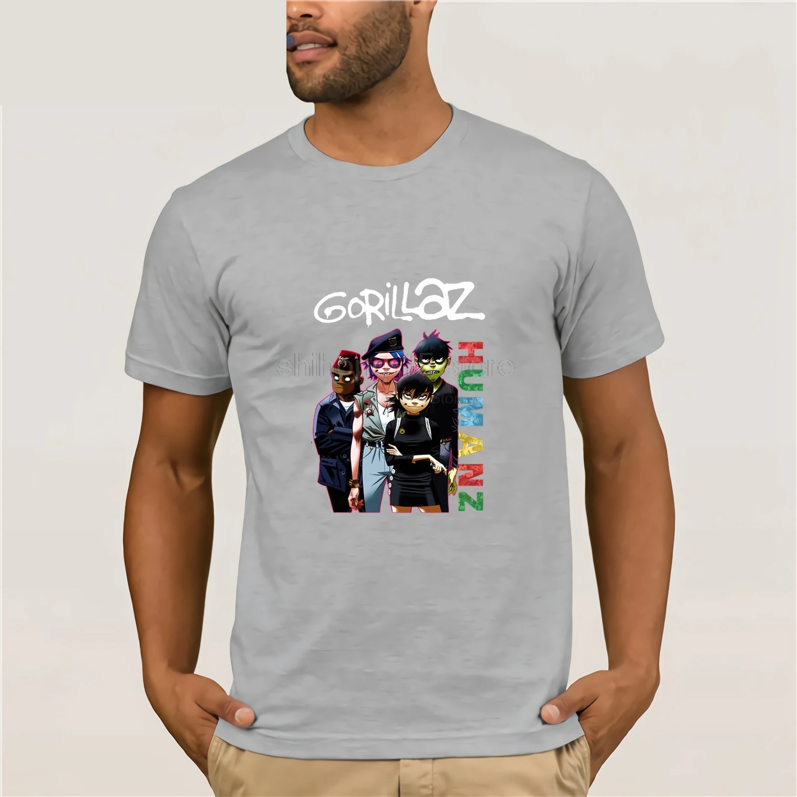 Gorillaz футболка в стиле хип-хоп стильная homme рок-группа chaknoonoodle mrdoc Russel Camiseta | Мужская