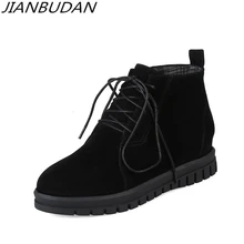 

JIANBUDAN/Thick bottom Non-slip winter women's cotton boots casual autumn Martin boots Cotton Added Warm snow boots Size 34-43