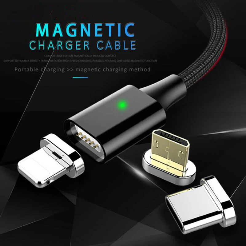 الصمام المغناطيسي شحن الكابلات 1 M الإضاءة ل فون X 7 8 6 5 سامسونج ل البرق فون/المصغّر usb /نوع C المغناطيس شحن
