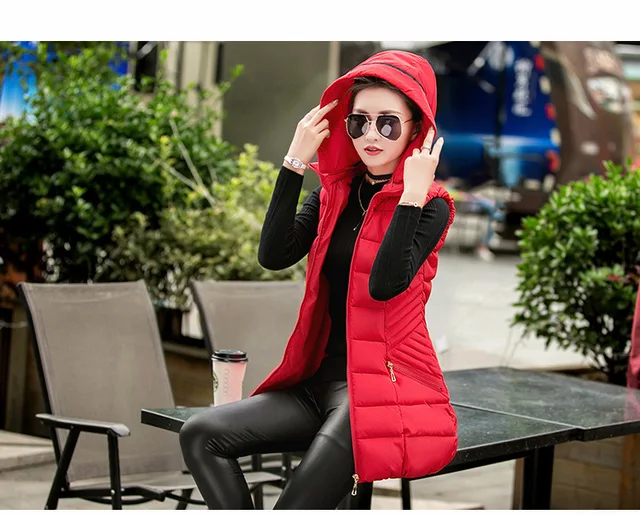 Chaleco de Invierno 2018 chaleco de moda chalecos gruesos delgados mujeres capucha de algodón acolchado cálido chaleco largo abrigo femenino plus tamaño - AliExpress