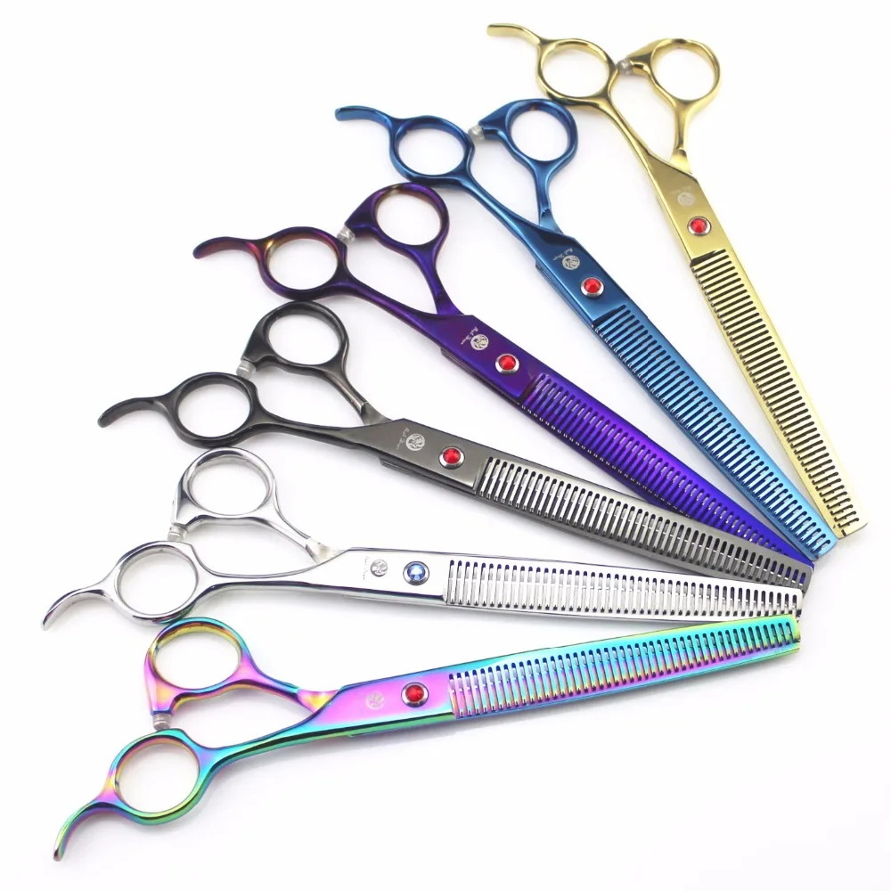 

7.5inch 6color Stock Pet Dog Scissors Thinning Scissors with Scissors Bag