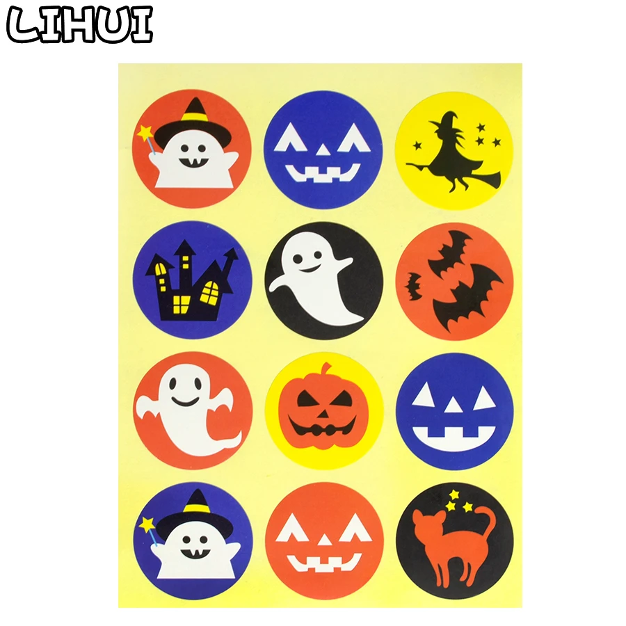 5 Pcs Halloween Ghost Stickers Funny Toys For Children Pumpkin Decals To Stick On Face Party Decor Laptop Case Candy Bag Labels Stickers Aliexpress
