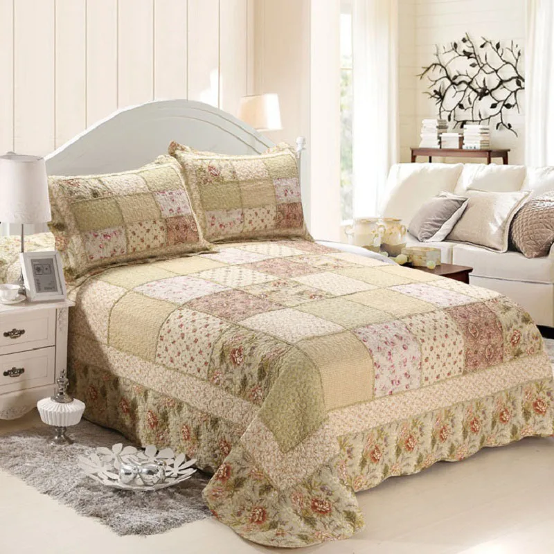 패치 워크 코 튼 퀼트 세트 3PCS/4pcs 침대 커버 담요 침대 커버 Pillowcase 퀸 사이즈 Coverlet