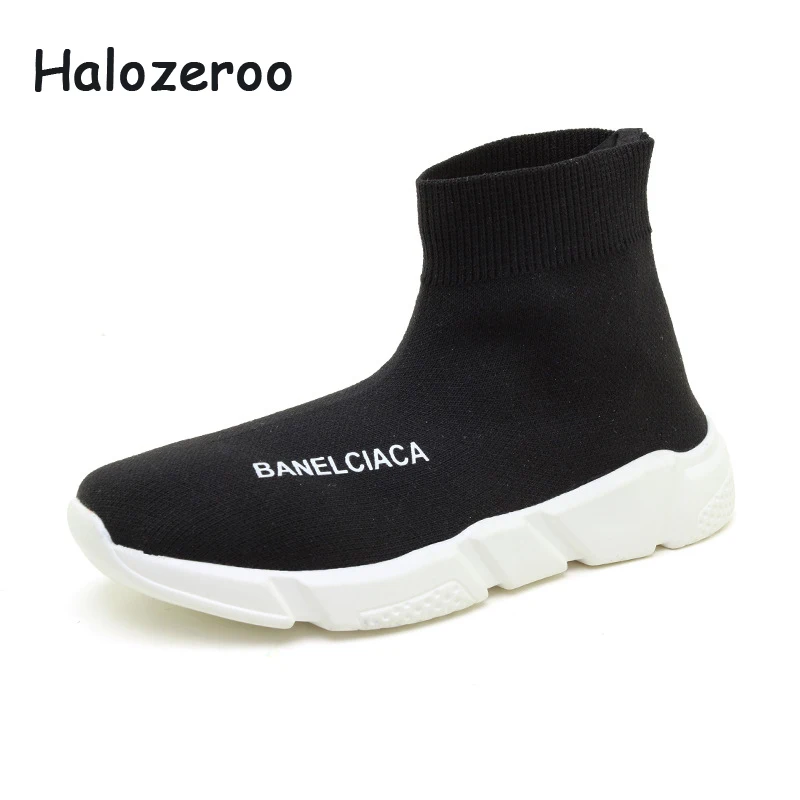 

Children High Top Sneakers Kid Slip-On Casual Shoes Baby Girl Fashion Sneakers Boy Sock Shoes Autumn New Kid Black Soft Trainer
