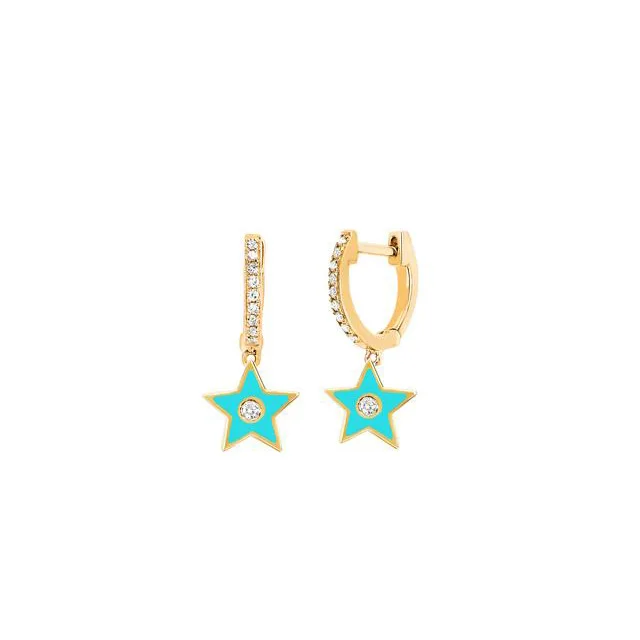 

red blue black white colorful enamel star charm dangle earring classic geometric drop earring for women